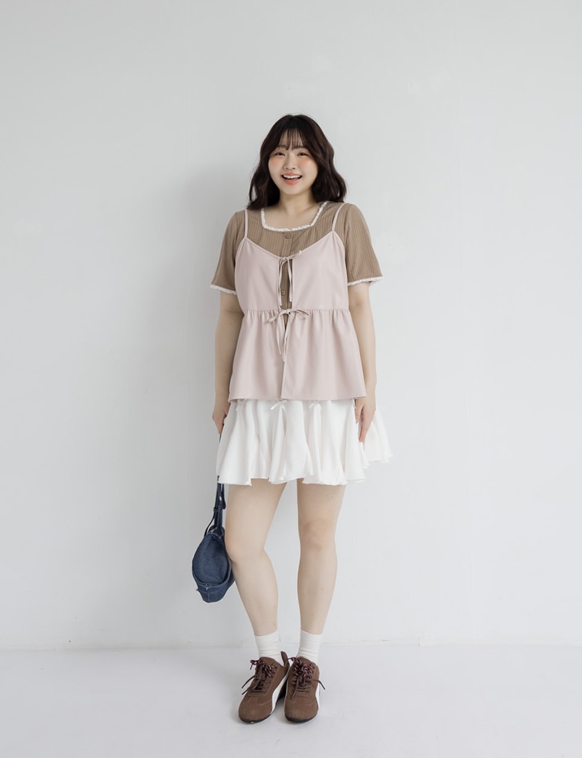 Lace Square Neck Waffle Plus Size Knit Top