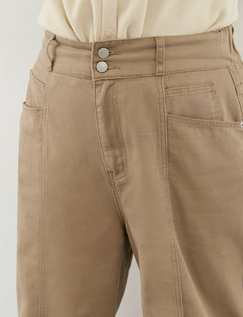 Apple-Shaped Friendly! Perfect Fit Twill Cotton Plus Size Wide Pants