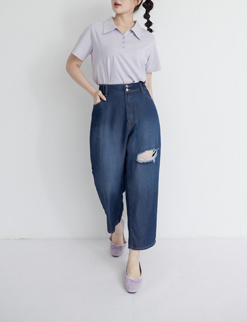Cooling Lyocell Slimming Plus Size Boyfriend Jeans