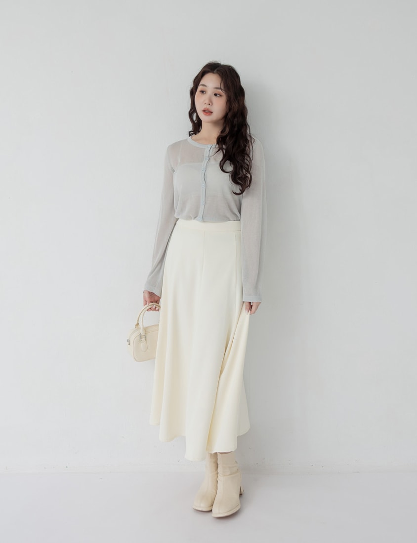 MISS. Crew Neck Fine Ice Silk Semi Sheer Plus Size Cover Up