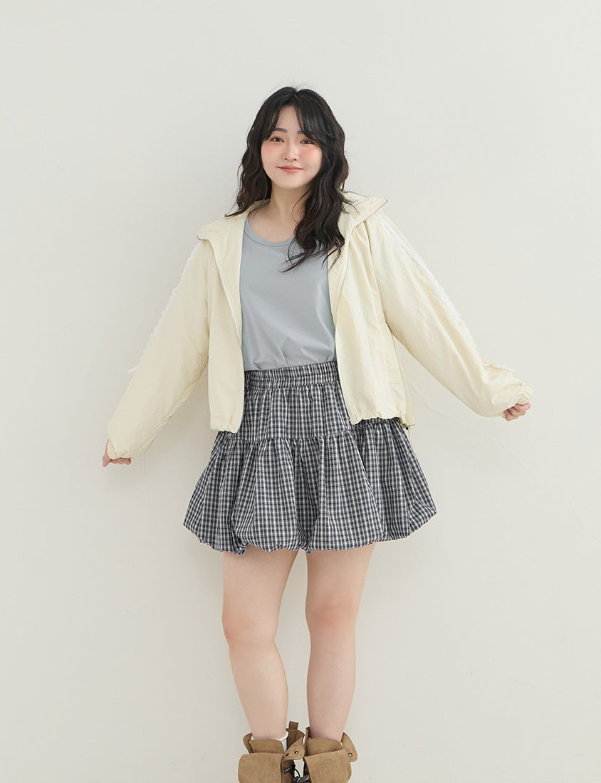 Playful Plaid Balloon Plus Size Mini Skirt