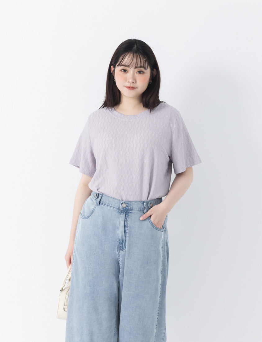 Basic Crinkle Plus Size Crewneck Top