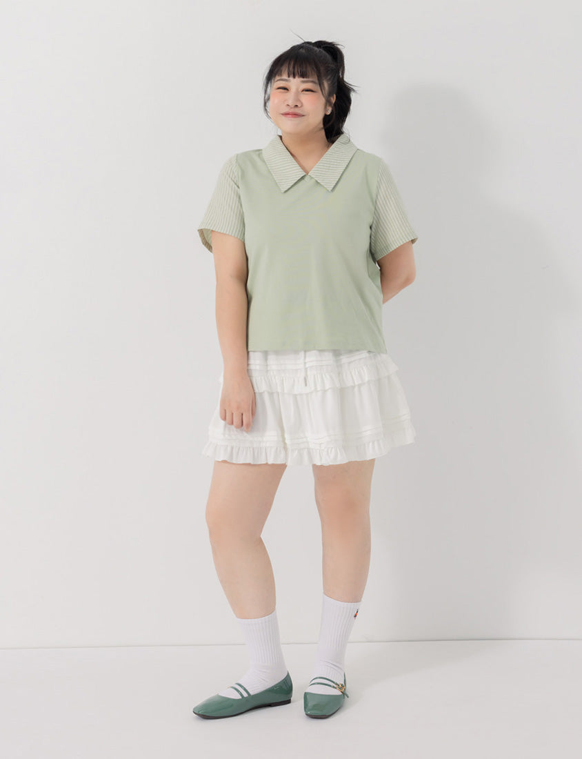 Sweet Tiered Puffy Plus Size Mini Skirt