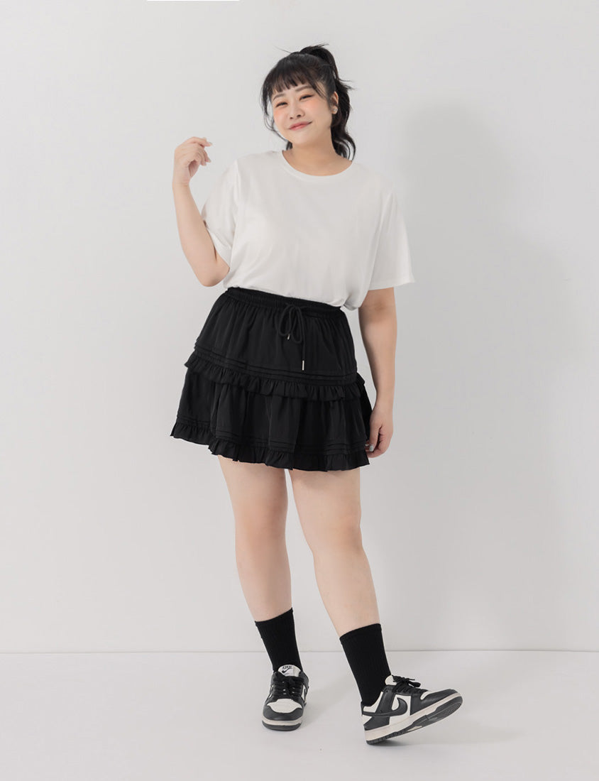 Sweet Tiered Puffy Plus Size Mini Skirt