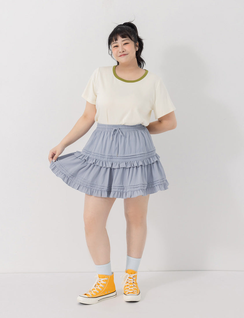 Sweet Tiered Puffy Plus Size Mini Skirt