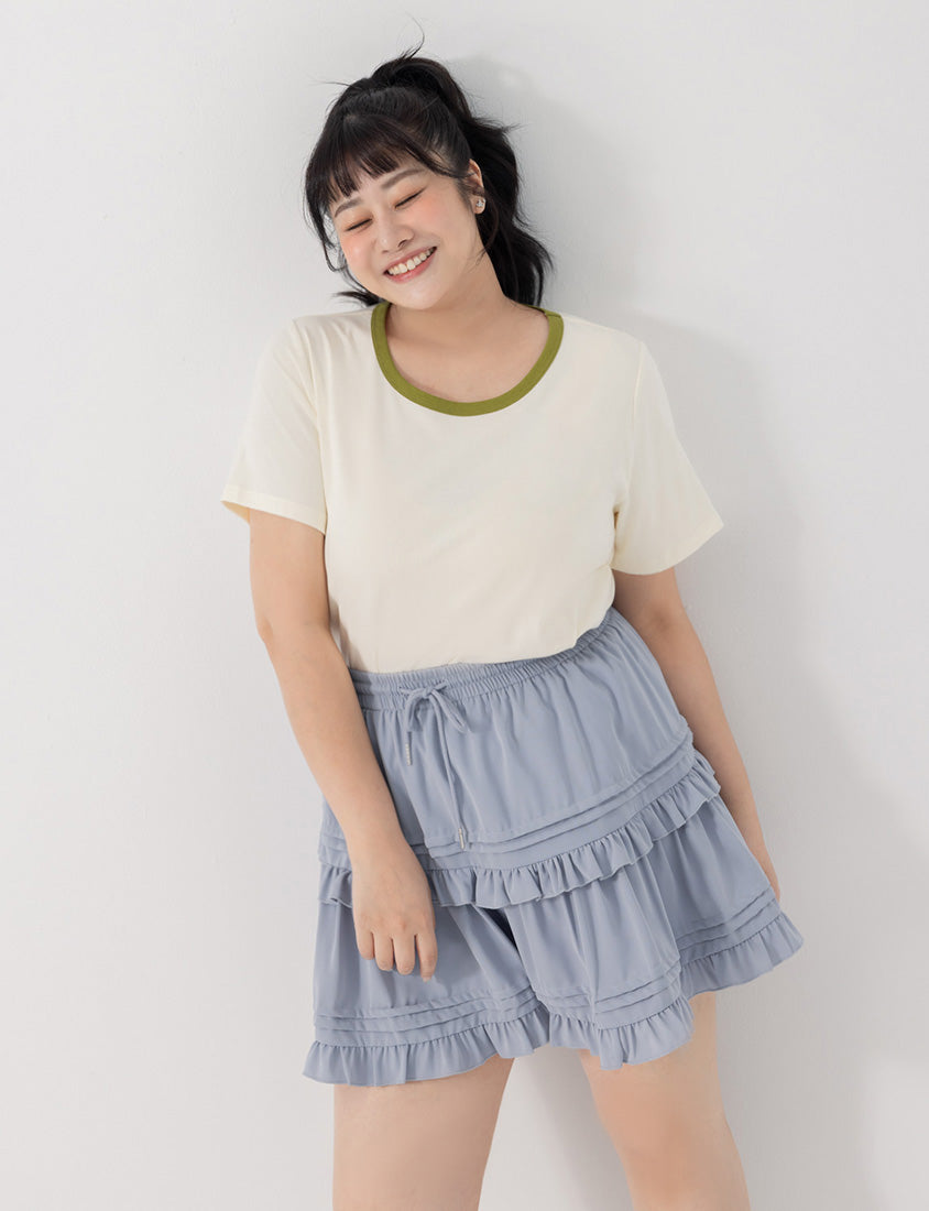 Sweet Tiered Puffy Plus Size Mini Skirt