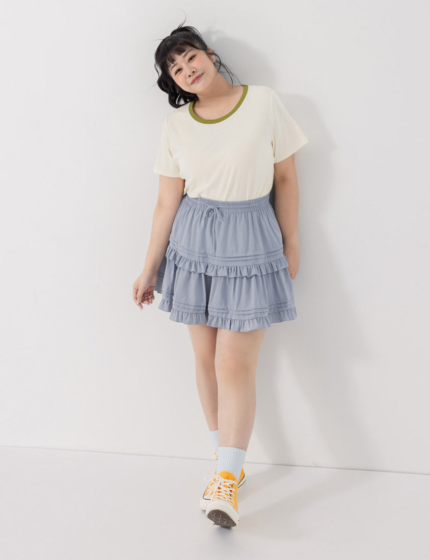 Sweet Tiered Puffy Plus Size Mini Skirt