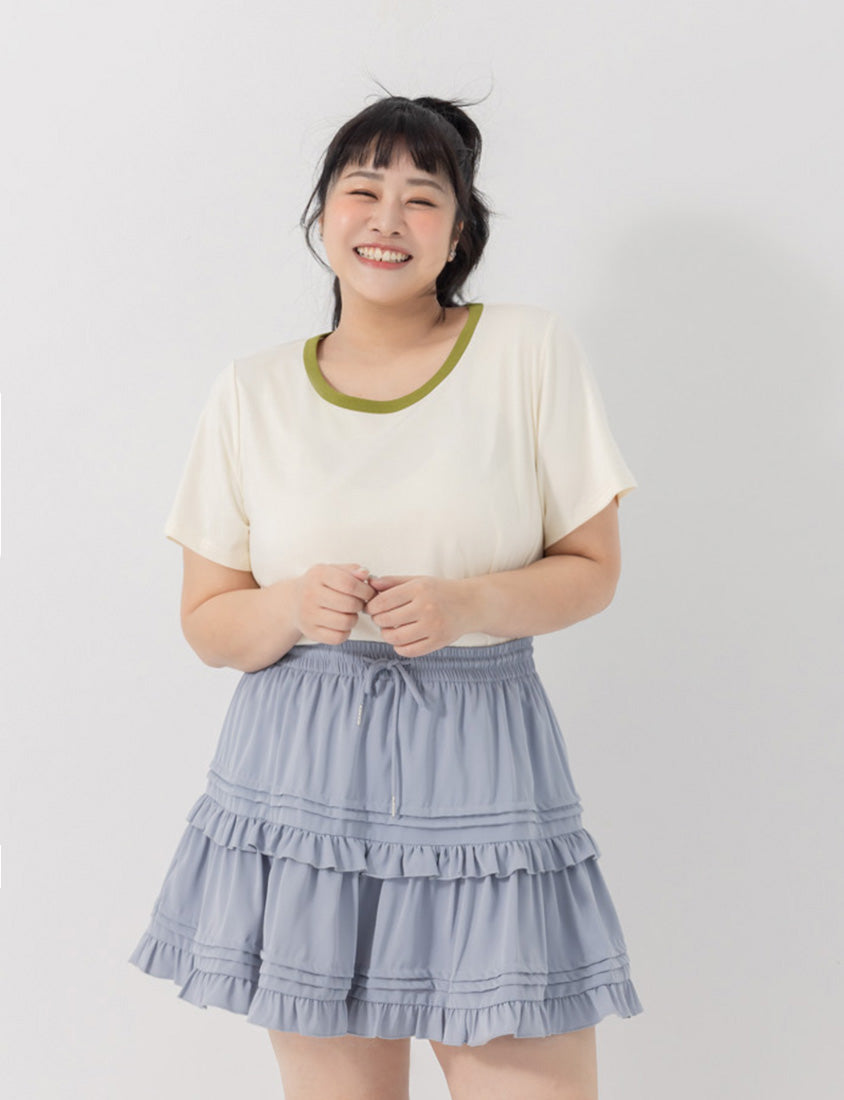 Sweet Tiered Puffy Plus Size Mini Skirt