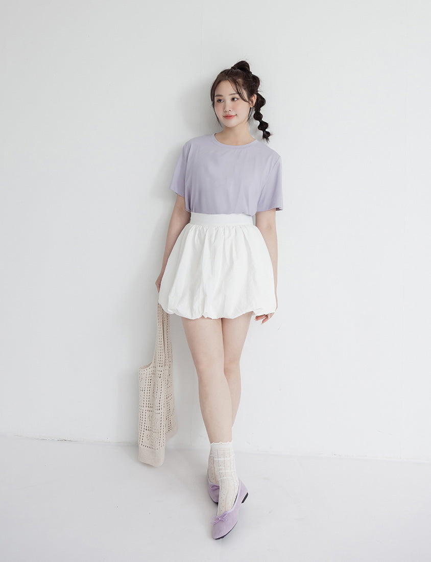Back Elastic Bubble Hem Plus Size Mini Skirt