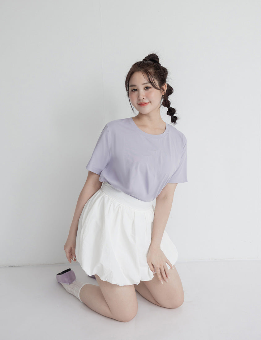 Back Elastic Bubble Hem Plus Size Mini Skirt