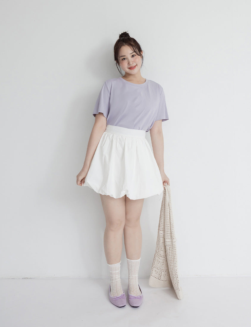 Back Elastic Bubble Hem Plus Size Mini Skirt
