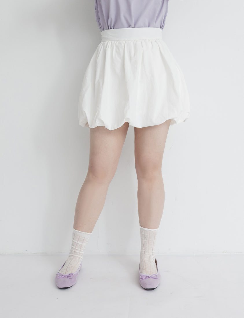 Back Elastic Bubble Hem Plus Size Mini Skirt