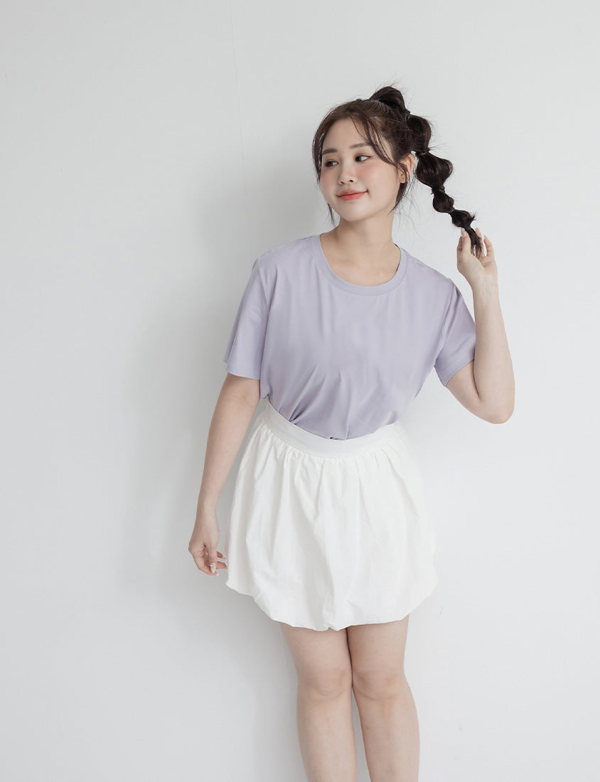 Back Elastic Bubble Hem Plus Size Mini Skirt