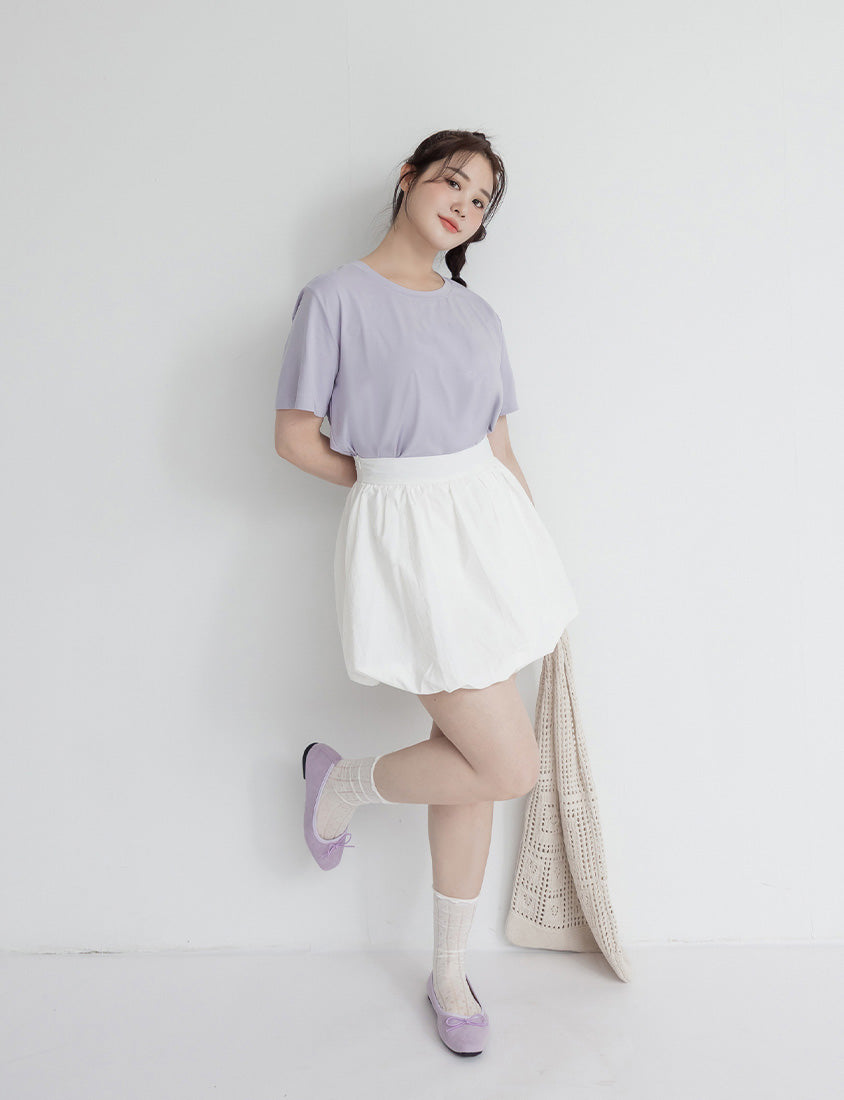 Back Elastic Bubble Hem Plus Size Mini Skirt