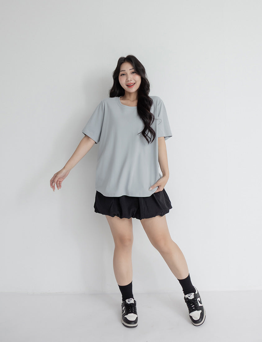 Back Elastic Bubble Hem Plus Size Mini Skirt