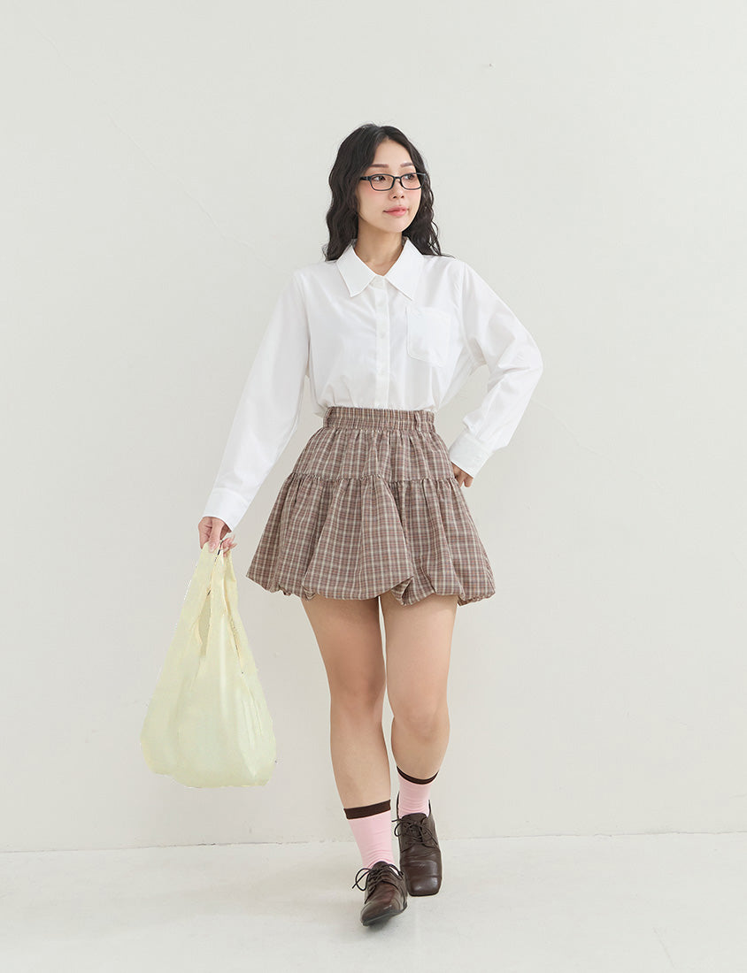 Playful Plaid Balloon Plus Size Mini Skirt