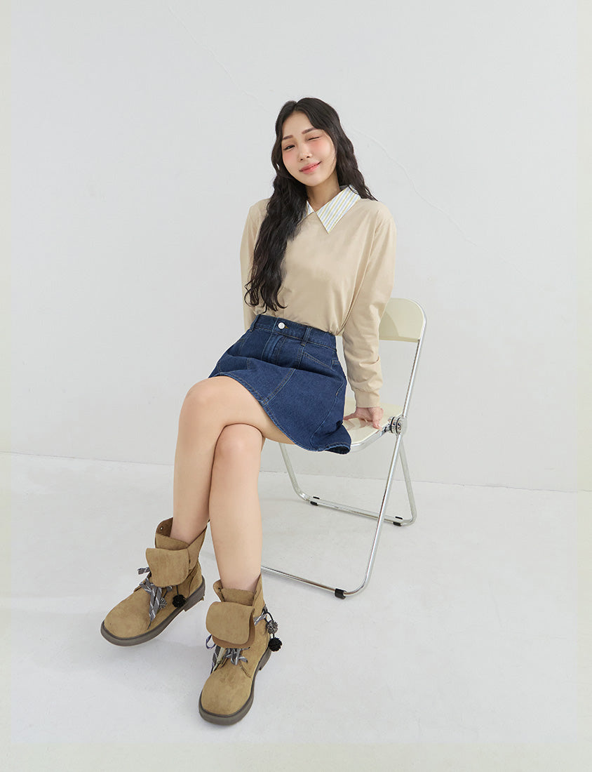 Pear-Shaped Friendly! Perfect Fit Seamed A-Line Denim Plus Size Mini Skirt