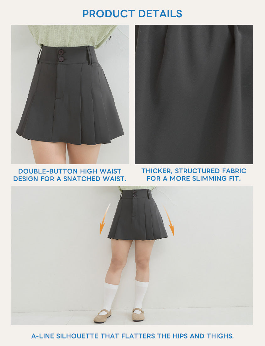Slimming A-Line Pleated Plus Size Mini Skirt
