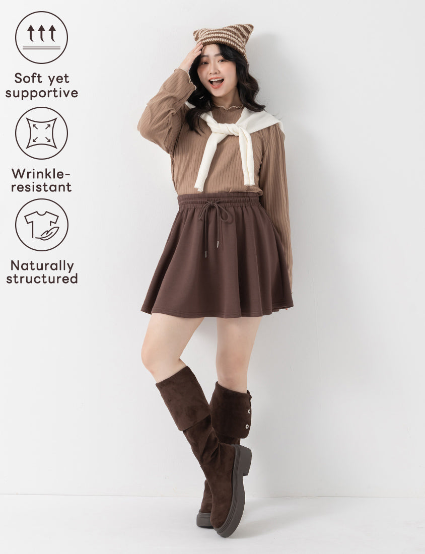 QQ Yogurt Touch Cotton Comfy A-Line Plus Size Mini Skirt