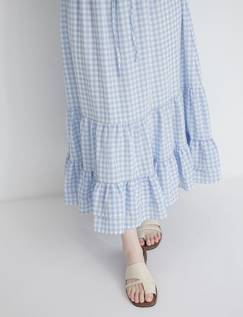 Tiered Ruffle Gingham Plus Size Maxi Skirt
