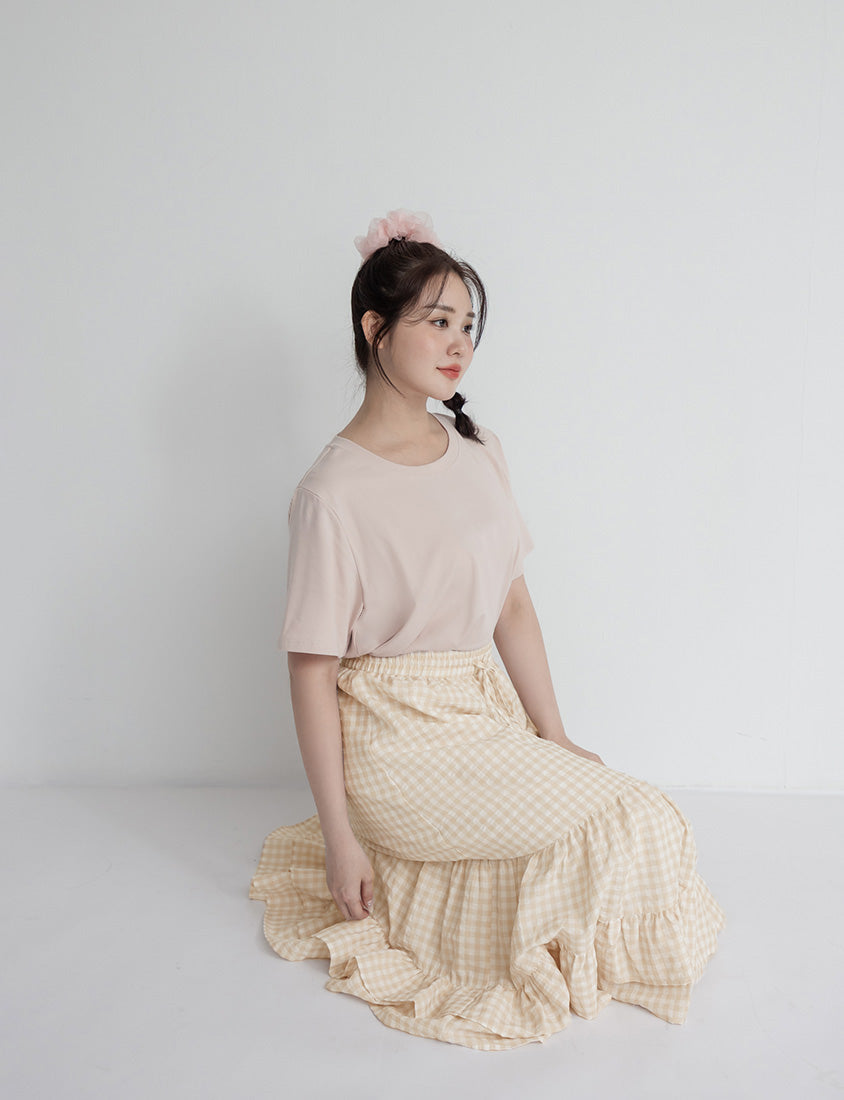 Tiered Ruffle Gingham Plus Size Maxi Skirt