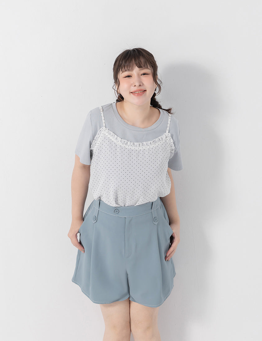 Two-Piece Cute Polka Dot Cami Top Plus Size Set