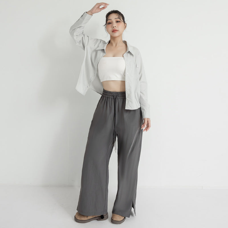 Instant Icy Cooling Sun Protection Slit Plus Size Wide-Leg Pants