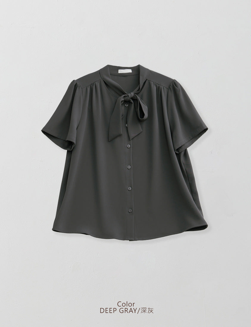 MISS. Elegant Tie-Front Pleated Plus Size Chiffon Top