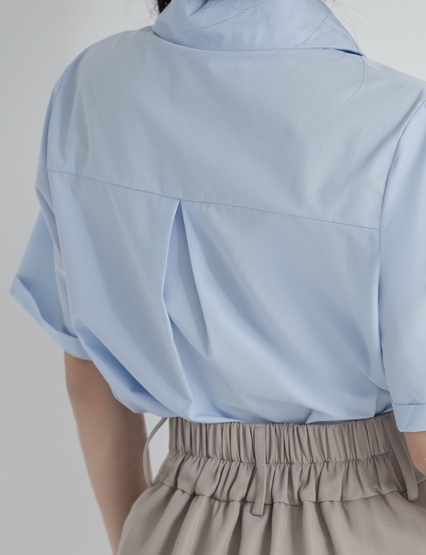 MISS. Minimal V-Neck Placket Rolled Sleeve Plus Size Shirt