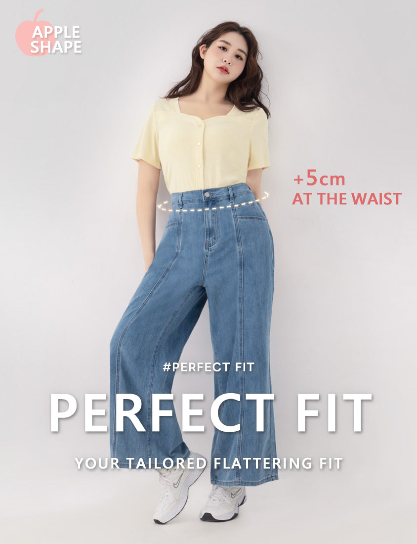 Apple-Shaped Friendly! Seamed Plus Size Wide Leg Jeans