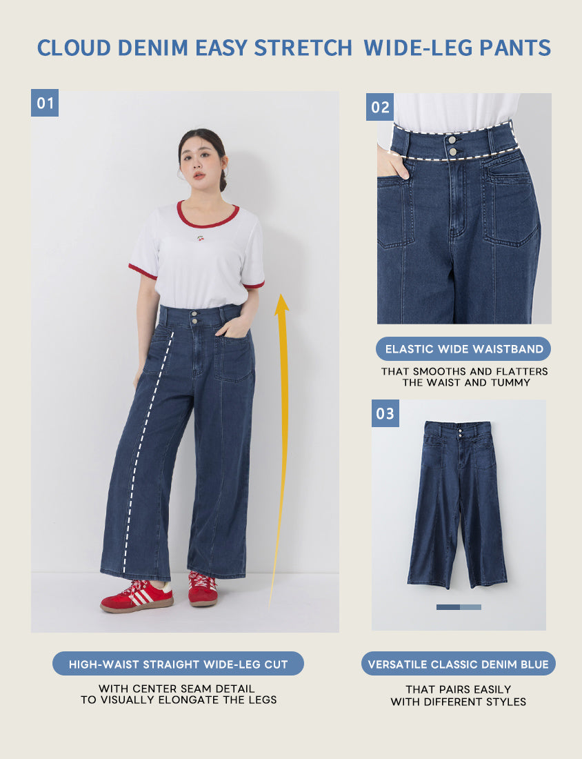 Lightweight Cloud Denim Zero-Restriction Plus Size Jeans (Regular)