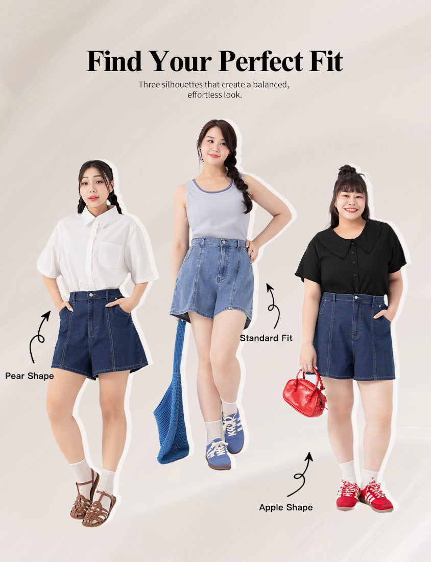 Pear-Shaped Friendly! Perfect Fit Slim Fit A-Line Plus Size Denim Shorts