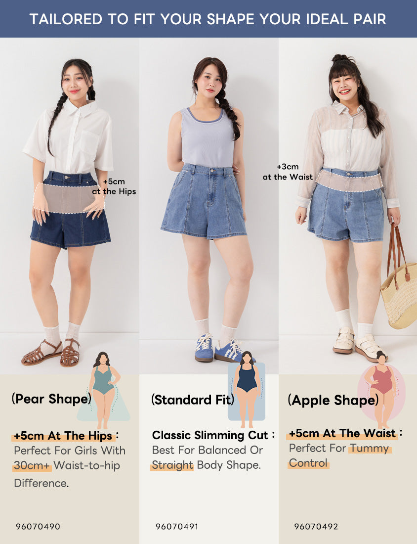Standard Perfect Fit Slim Fit A-Line Plus Size Denim Shorts