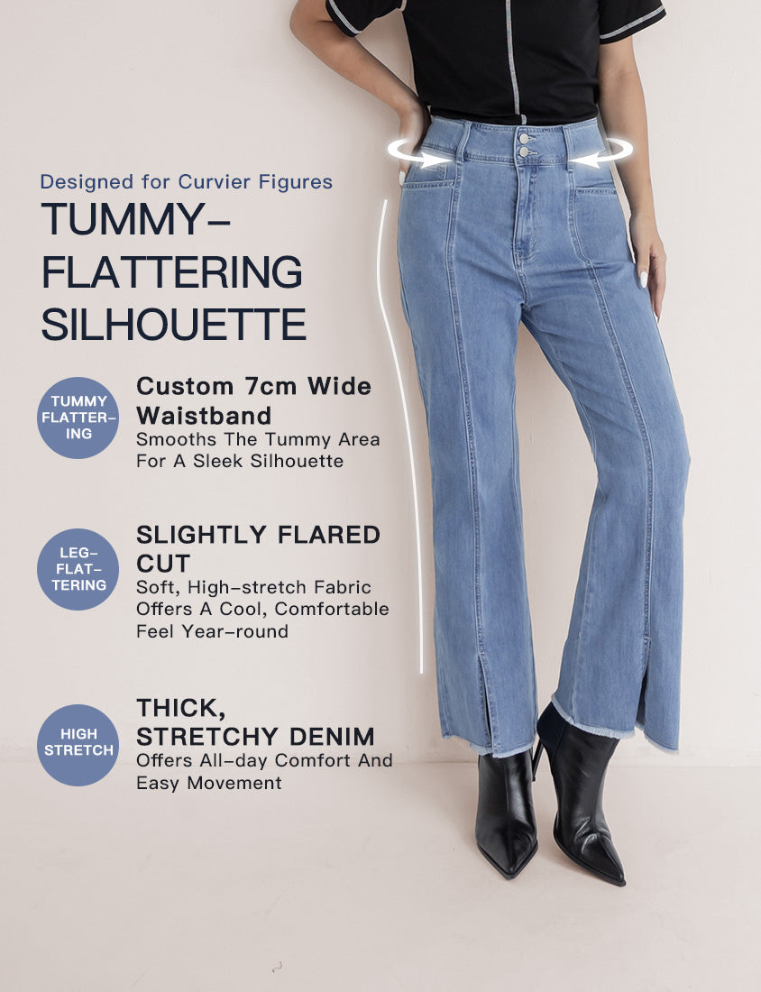 MUA! High Waist Tummy Flattering Supermodel Plus Size Flared Jeans