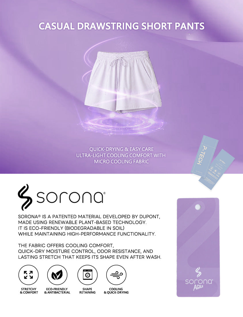 Instant Icy Cooling Sorona Drawstring Plus Size Shorts