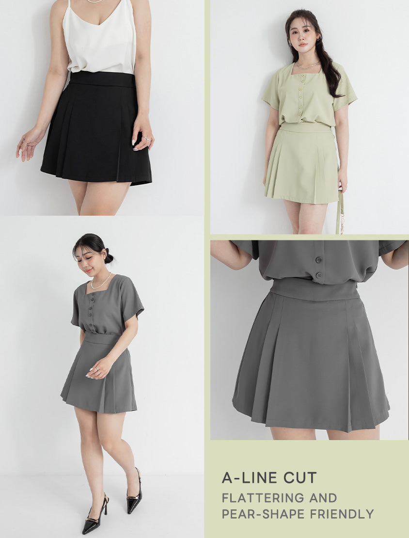 MISS. Elegant Wrinkle-Resistant Pleated Chiffon Plus Size Skirt