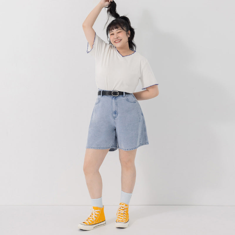 Lyocell Cooling Boyfriend Plus Size Denim Shorts