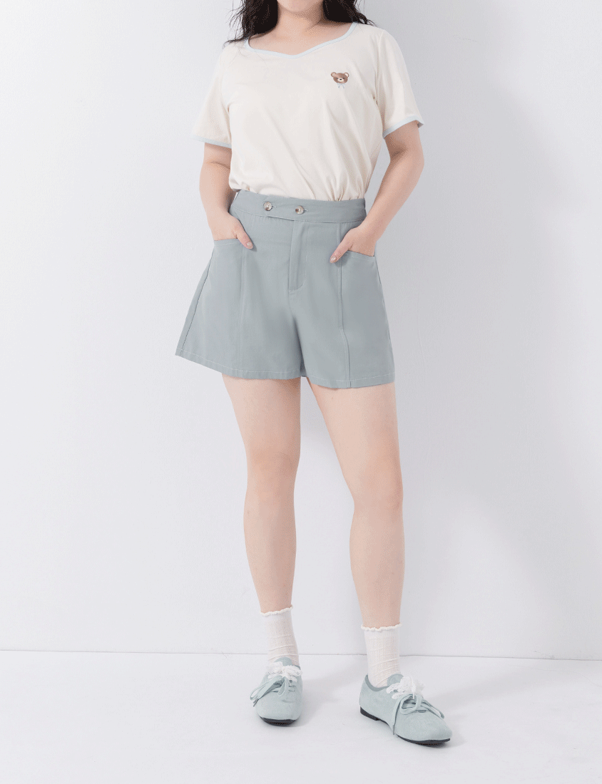 Cool Touch Lyocell Contrast Stitch Plus Size Shorts
