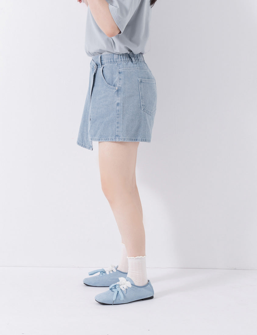 Slim Fit A-Line Wrap Plus Size Denim Skort