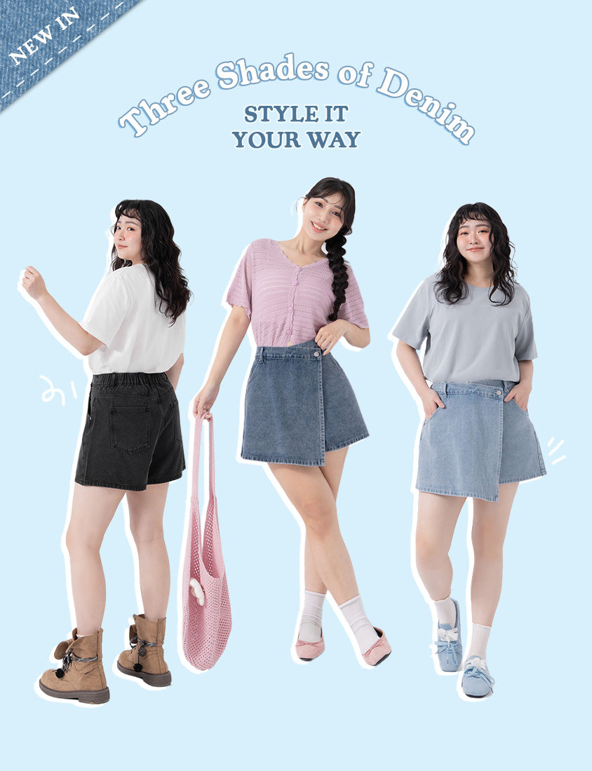 Slim Fit A-Line Wrap Plus Size Denim Skort