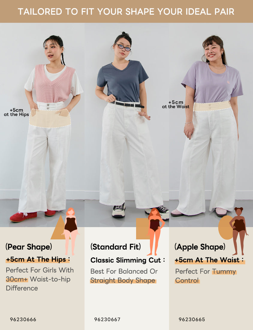 Apple-Shaped Friendly! Perfect Fit Twill Cotton Plus Size Wide Pants