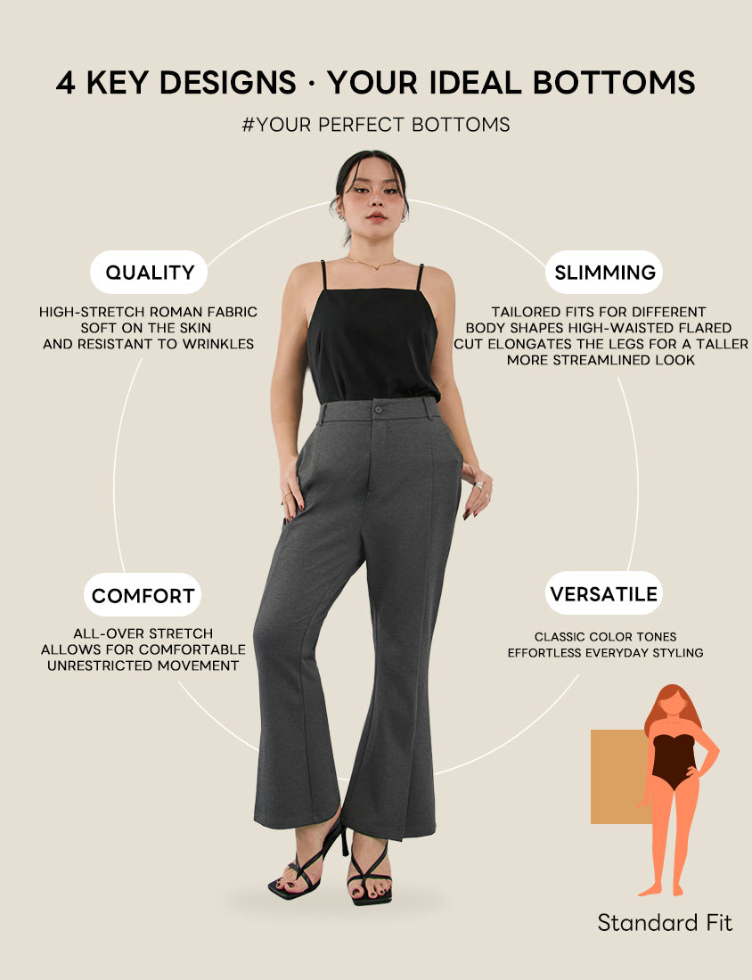 MISS. Standard Perfect Fit Slit Plus Size Flare Tailored Pants