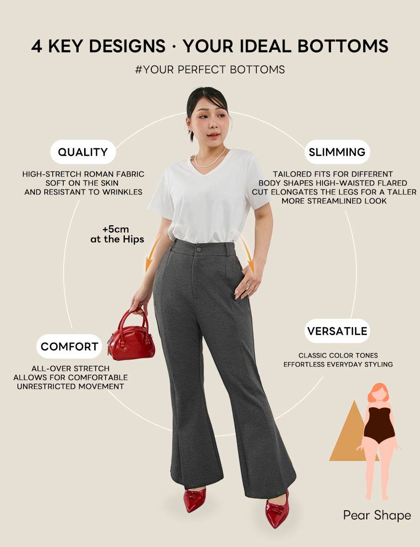MISS. Pear-Shaped Friendly! Perfect Fit Slit Plus Size Flare Tailored Pants