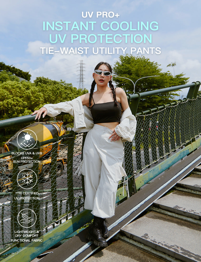 Instant Cooling UV-Protection Tie-Waist Plus Size Utility Pants