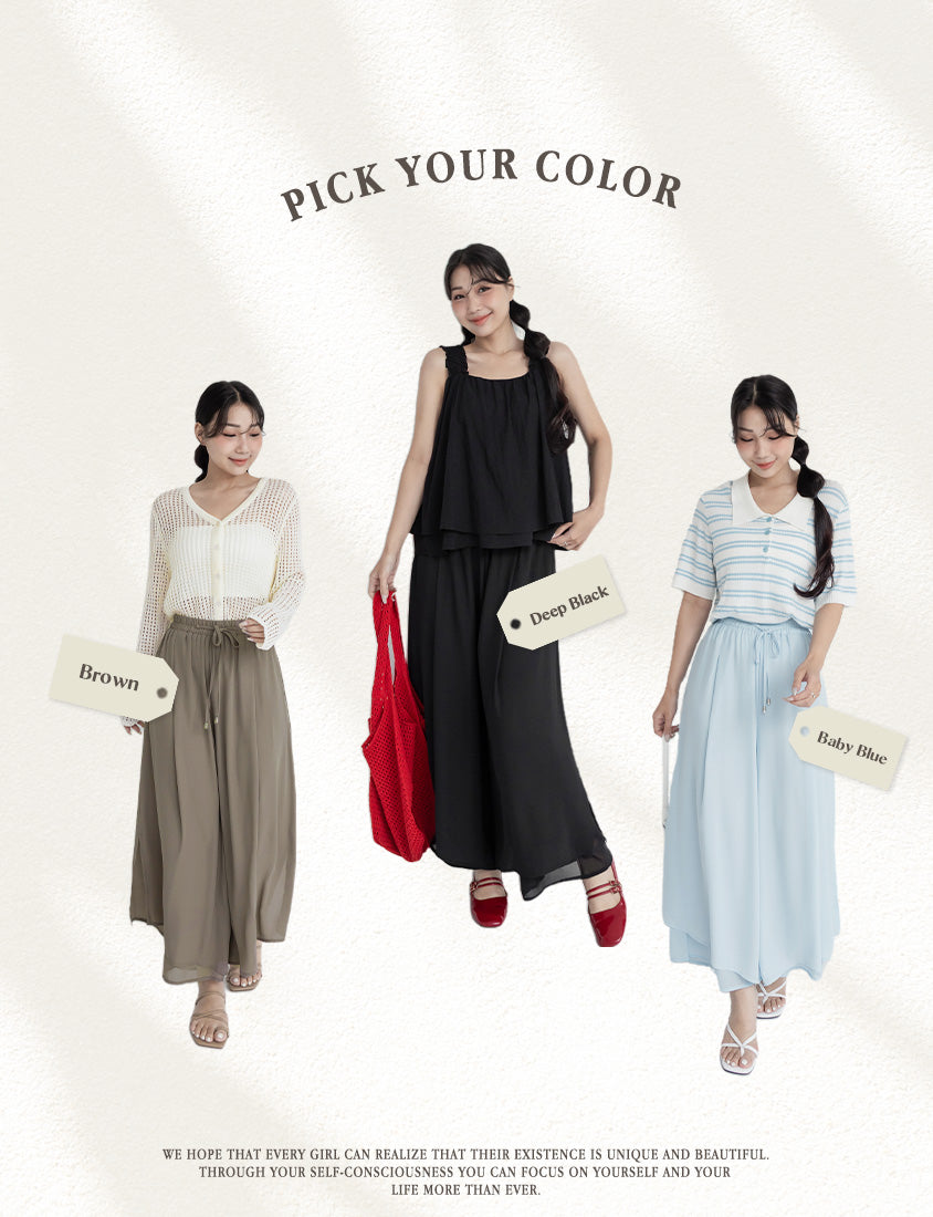 Flowy Layered Chiffon Plus Size Wide Leg Pants