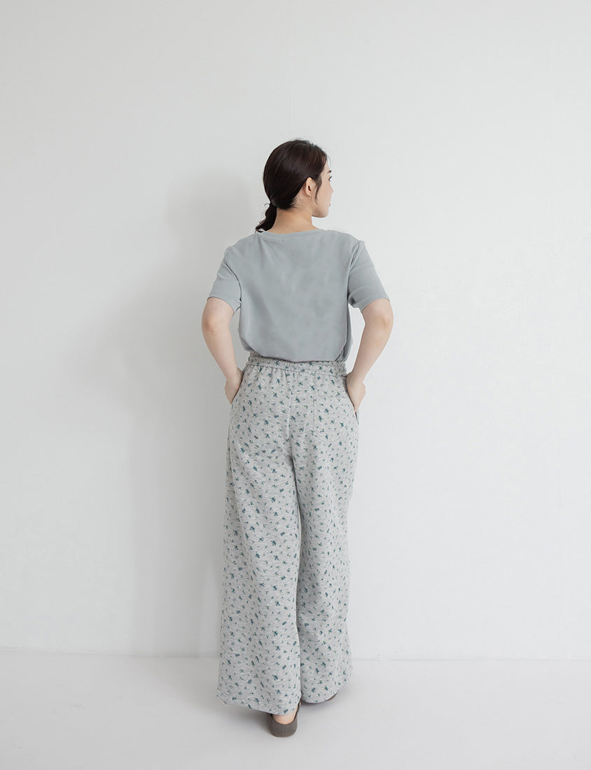 Floral Cloud Cotton Drawstring Plus Size Pants