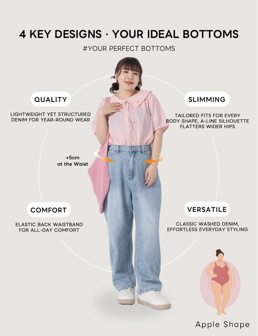 Apple-Shaped Friendly! Perfect Fit Slim Straight Cropped Plus Size Jeans