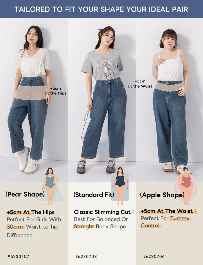 Apple-Shaped Friendly! Perfect Fit Slim Straight Cropped Plus Size Jeans