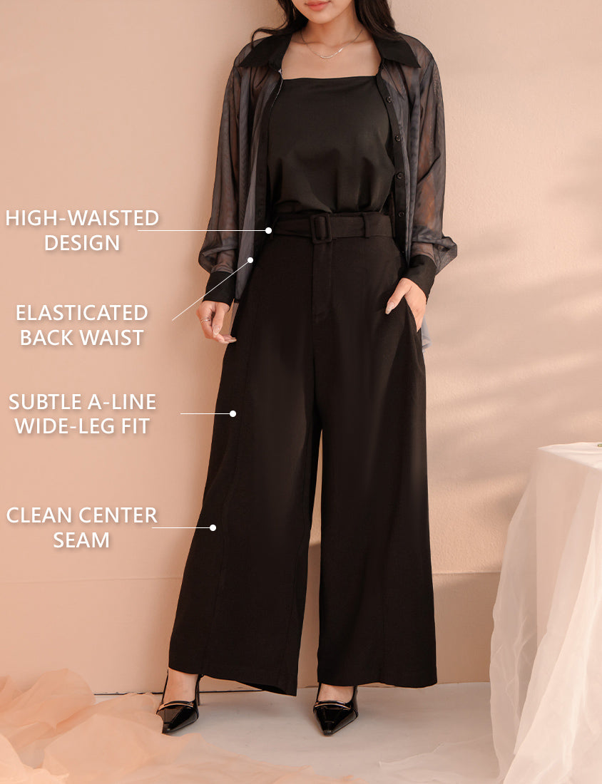 MISS. Tailored Wrinkle-Resistant Plus Size Wide Leg Pants (With Belt)