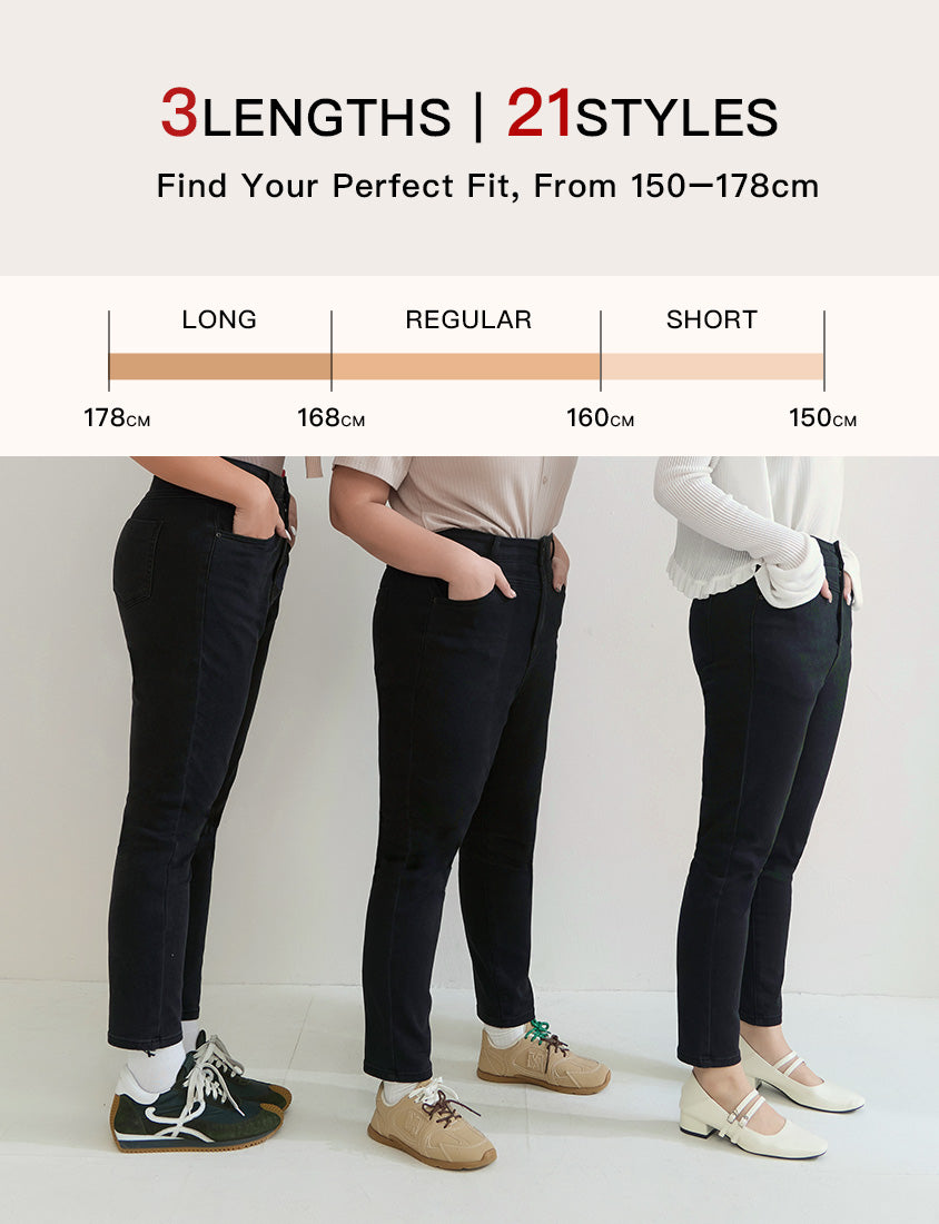 High-Waist Stretch Slim-Leg Plus Size Pants (Short)
